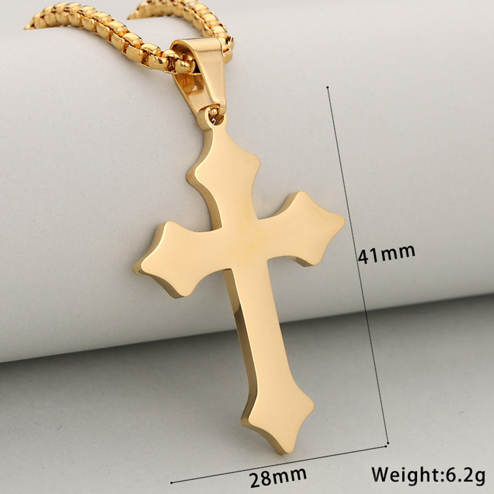 Cross Pendant 304 Stainless Steel 18K Gold Plated PVD Coated 0.05-0.08µm Thickness 1 Pc