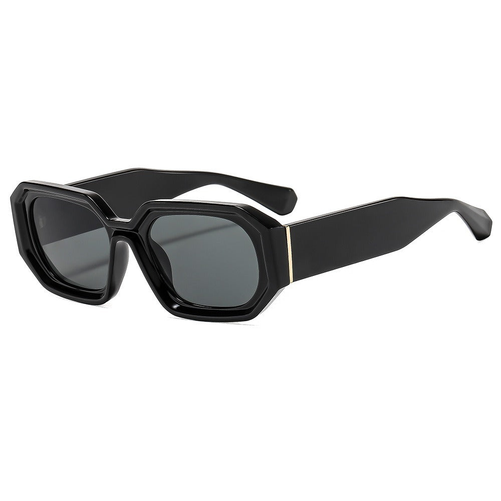 Unisex Square Full Frame Sunglasses With AC Lens Material In Black For Spring And Summer