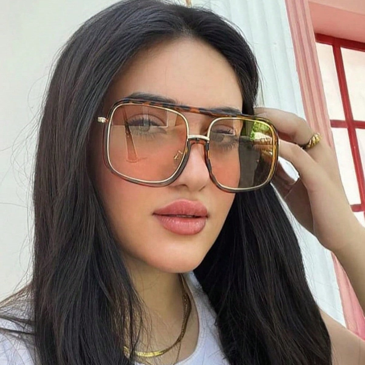 Unisex Square Full Frame Sunglasses With PC Lens Material In Leopard Print, Perfect For Winter