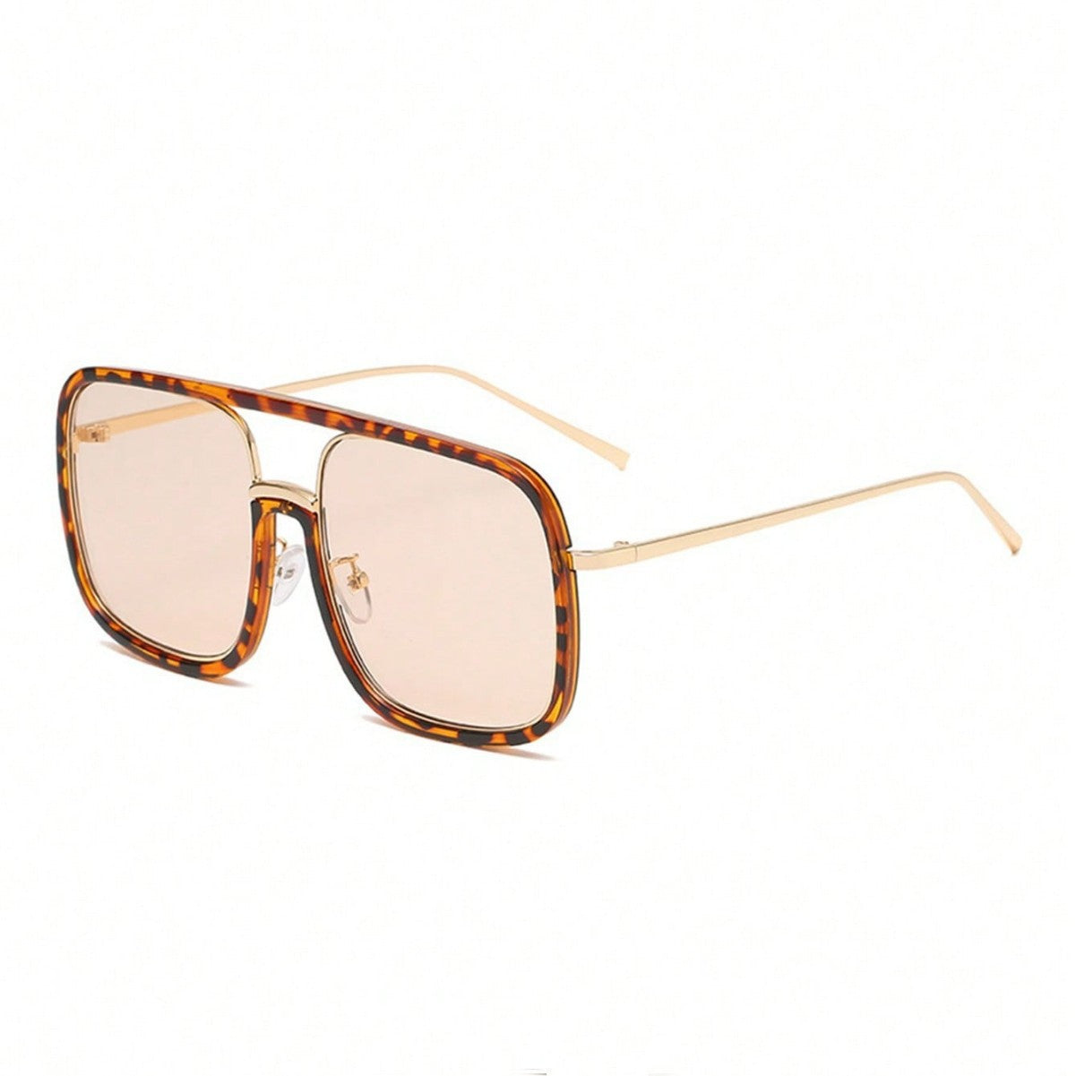 Unisex Square Full Frame Sunglasses With PC Lens Material In Leopard Print, Perfect For Winter