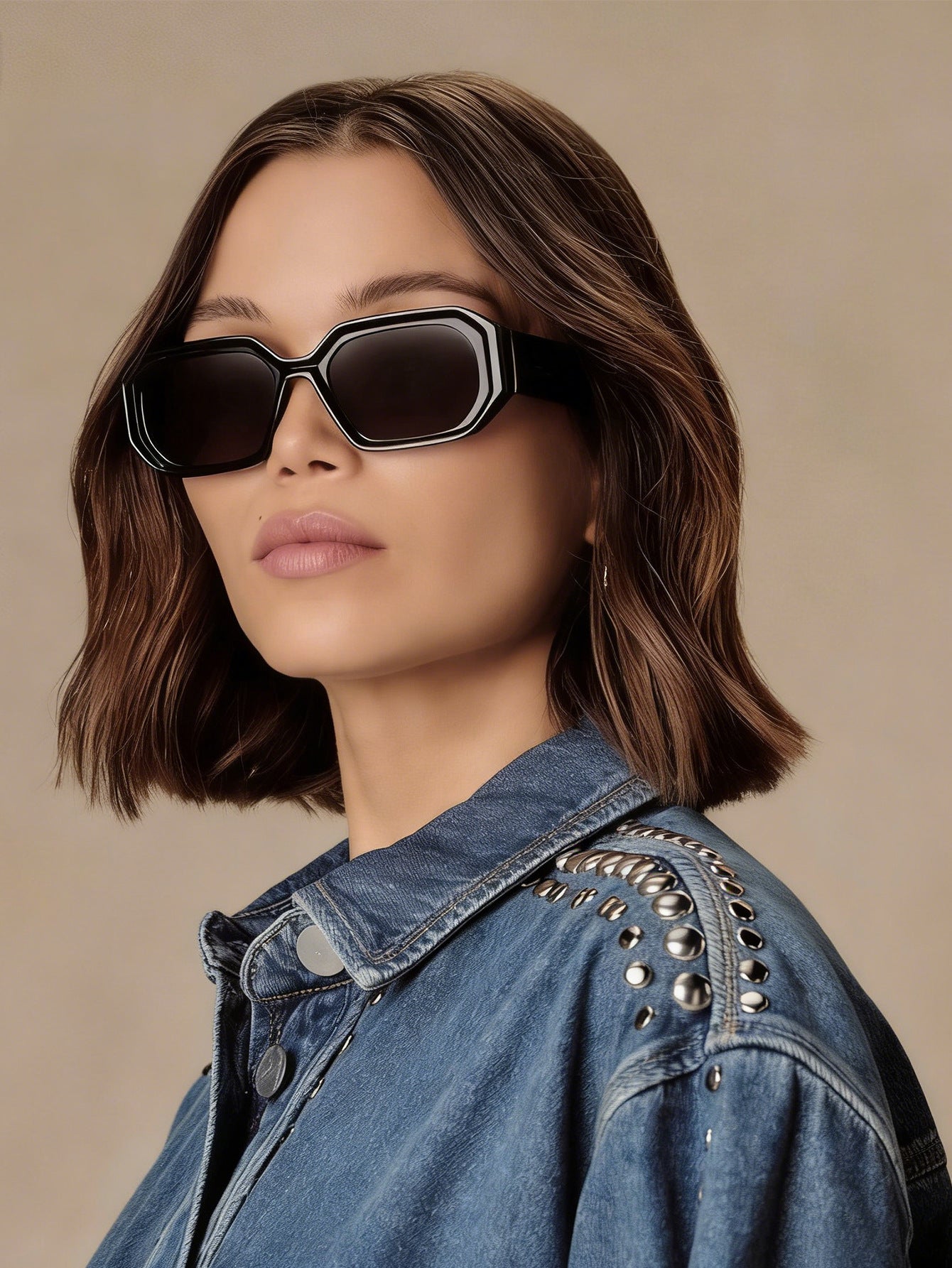 Unisex Square Full Frame Sunglasses With AC Lens Material In Black For Spring And Summer