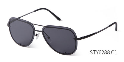 Unisex Aviator Sunglasses With Full Frame And AC Lens Material In Black, Perfect For Spring