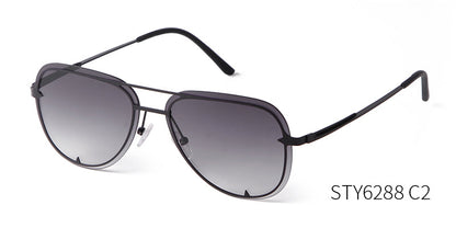 Unisex Aviator Sunglasses With Full Frame And AC Lens Material In Black, Perfect For Spring