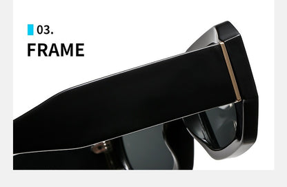 Unisex Square Full Frame Sunglasses With AC Lens Material In Black For Spring And Summer