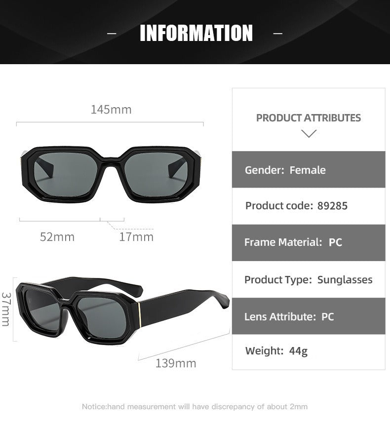 Unisex Square Full Frame Sunglasses With AC Lens Material In Black For Spring And Summer