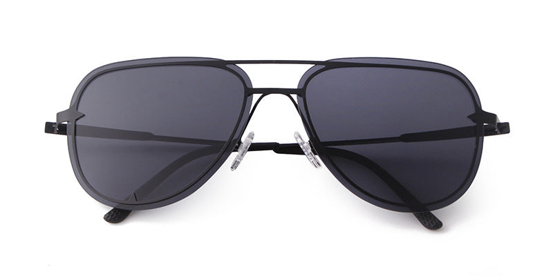 Unisex Aviator Sunglasses With Full Frame And AC Lens Material In Black, Perfect For Spring