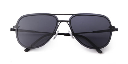 Unisex Aviator Sunglasses With Full Frame And AC Lens Material In Black, Perfect For Spring