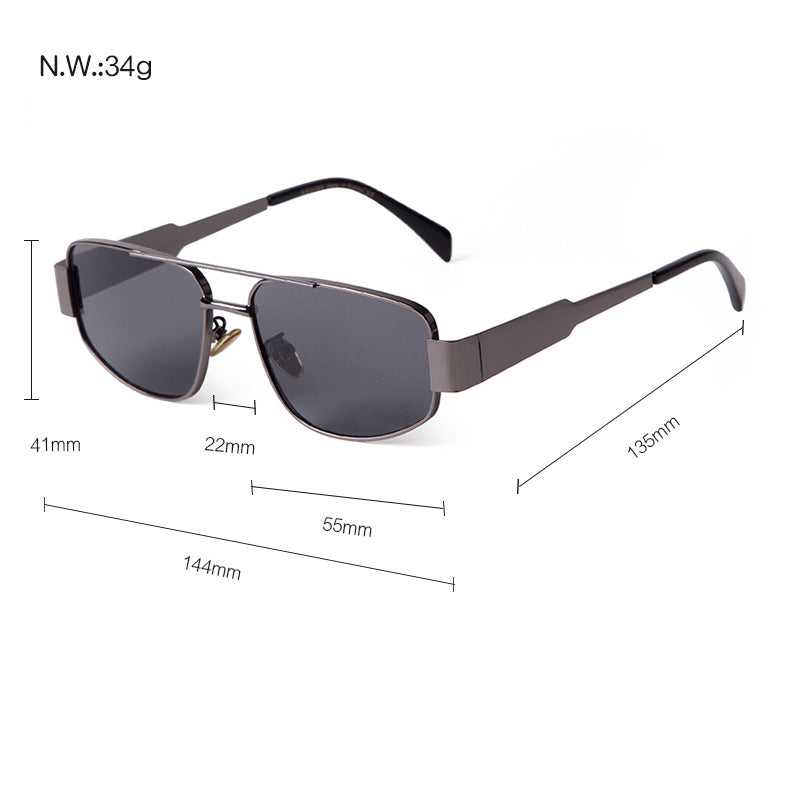 Men's Full Frame Polygons Sunglasses With PC Lens Material In Silver For Spring