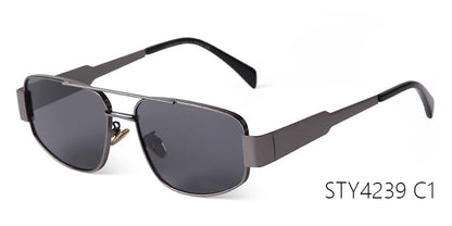Men's Full Frame Polygons Sunglasses With PC Lens Material In Silver For Spring