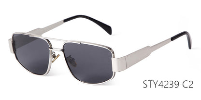 Men's Full Frame Polygons Sunglasses With PC Lens Material In Silver For Spring