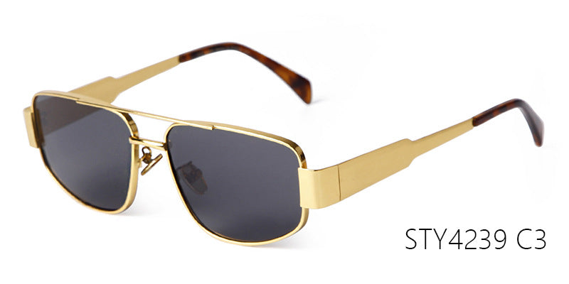 Men's Full Frame Polygons Sunglasses With PC Lens Material In Silver For Spring