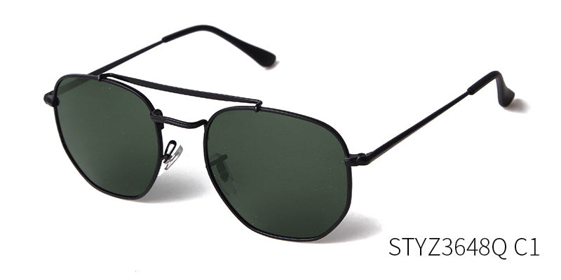 Full Frame Polygons Sunglasses With Tac Lens Material In Golden, Perfect For Travel And Spring Season