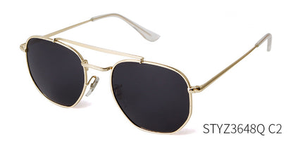 Full Frame Polygons Sunglasses With Tac Lens Material In Golden, Perfect For Travel And Spring Season