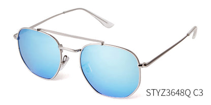 Full Frame Polygons Sunglasses With Tac Lens Material In Golden, Perfect For Travel And Spring Season