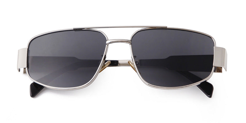 Men's Full Frame Polygons Sunglasses With PC Lens Material In Silver For Spring