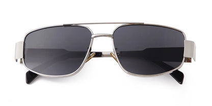 Men's Full Frame Polygons Sunglasses With PC Lens Material In Silver For Spring