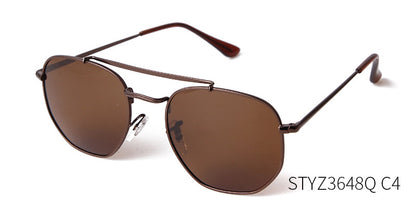 Full Frame Polygons Sunglasses With Tac Lens Material In Golden, Perfect For Travel And Spring Season