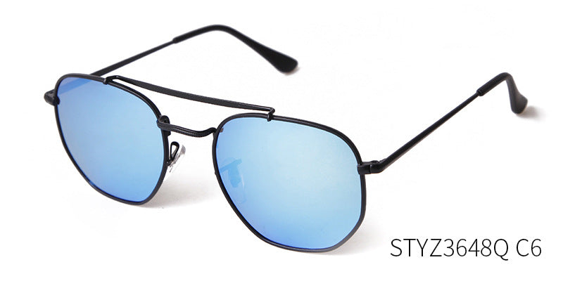 Full Frame Polygons Sunglasses With Tac Lens Material In Golden, Perfect For Travel And Spring Season
