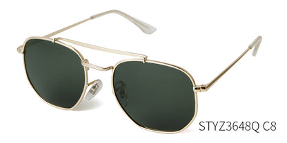Full Frame Polygons Sunglasses With Tac Lens Material In Golden, Perfect For Travel And Spring Season
