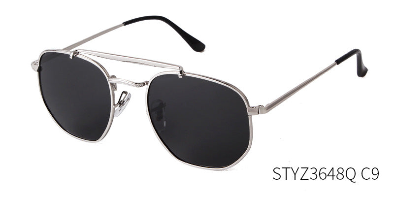 Full Frame Polygons Sunglasses With Tac Lens Material In Golden, Perfect For Travel And Spring Season