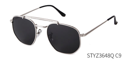 Full Frame Polygons Sunglasses With Tac Lens Material In Golden, Perfect For Travel And Spring Season