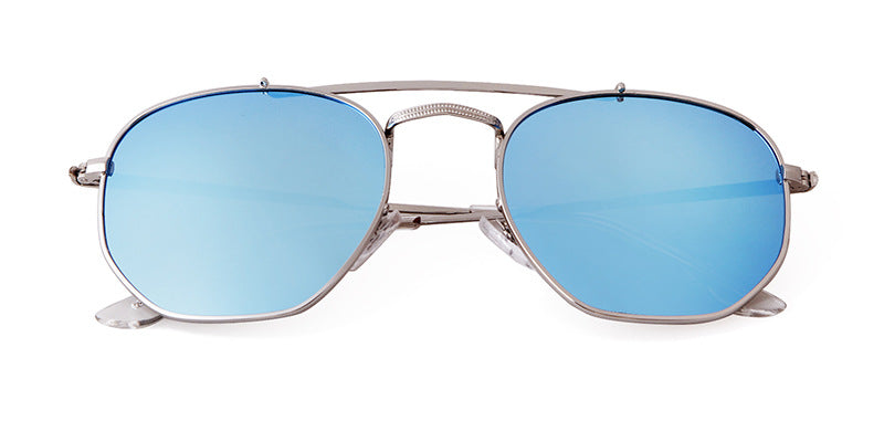 Full Frame Polygons Sunglasses With Tac Lens Material In Golden, Perfect For Travel And Spring Season