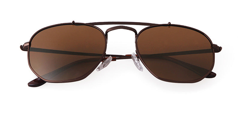 Full Frame Polygons Sunglasses With Tac Lens Material In Golden, Perfect For Travel And Spring Season