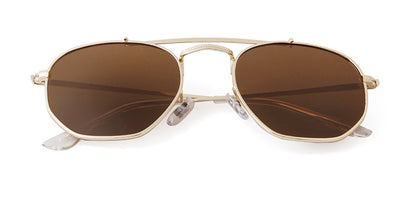 Full Frame Polygons Sunglasses With Tac Lens Material In Golden, Perfect For Travel And Spring Season