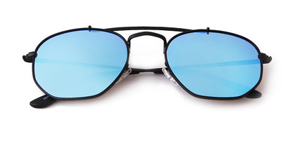 Full Frame Polygons Sunglasses With Tac Lens Material In Golden, Perfect For Travel And Spring Season