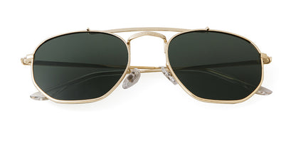 Full Frame Polygons Sunglasses With Tac Lens Material In Golden, Perfect For Travel And Spring Season
