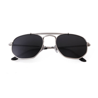 Full Frame Polygons Sunglasses With Tac Lens Material In Golden, Perfect For Travel And Spring Season