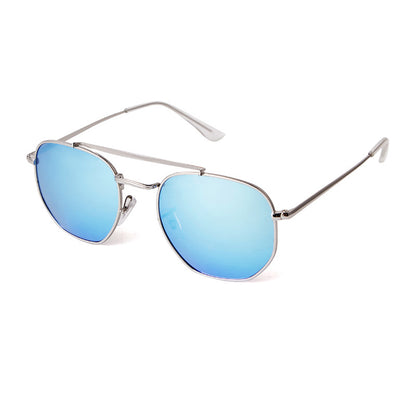 Full Frame Polygons Sunglasses With Tac Lens Material In Golden, Perfect For Travel And Spring Season