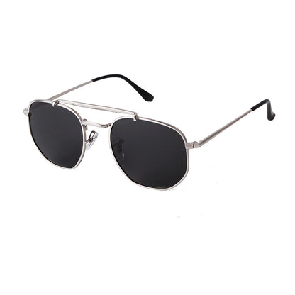 Full Frame Polygons Sunglasses With Tac Lens Material In Golden, Perfect For Travel And Spring Season