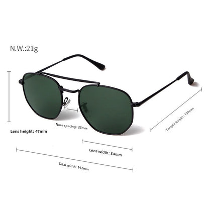 Full Frame Polygons Sunglasses With Tac Lens Material In Golden, Perfect For Travel And Spring Season