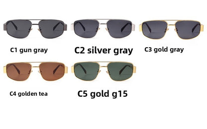 Men's Full Frame Polygons Sunglasses With PC Lens Material In Silver For Spring