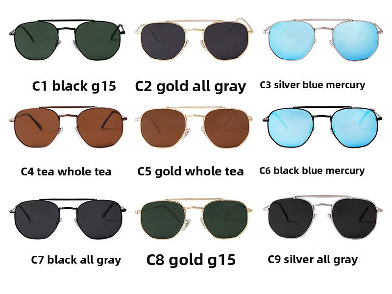 Full Frame Polygons Sunglasses With Tac Lens Material In Golden, Perfect For Travel And Spring Season