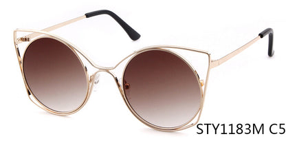 Women's Round Frame Full Frame Sunglasses With Ac Lens Material In Golden, Perfect For Spring