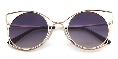 Women's Round Frame Full Frame Sunglasses With Ac Lens Material In Golden, Perfect For Spring
