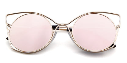 Women's Round Frame Full Frame Sunglasses With Ac Lens Material In Golden, Perfect For Spring