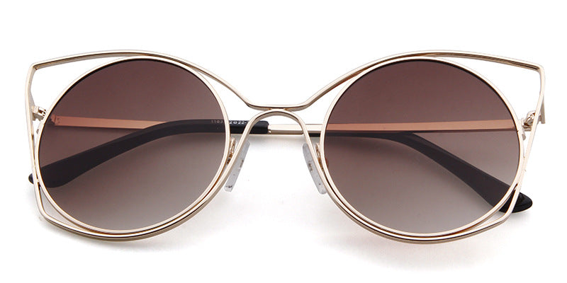 Women's Round Frame Full Frame Sunglasses With Ac Lens Material In Golden, Perfect For Spring