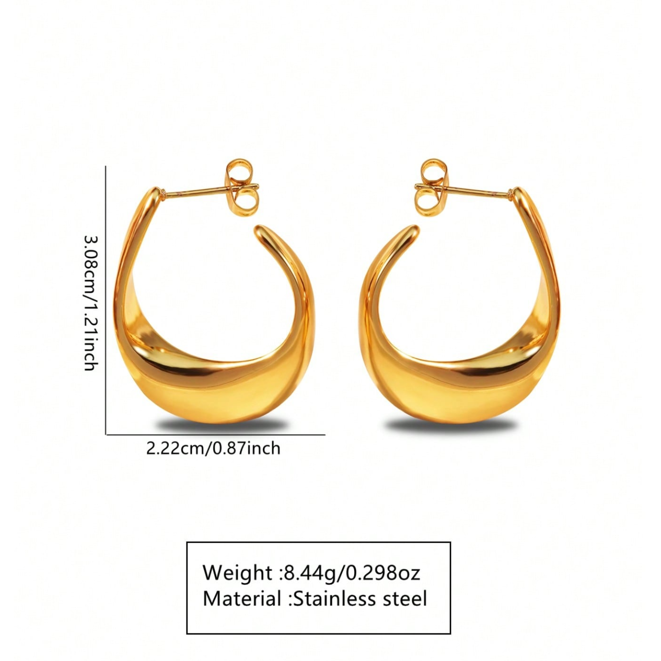 For Women Irregular Three-dimensional Earrings Made Of 304 Stainless Steel With 18K Real Gold Plated