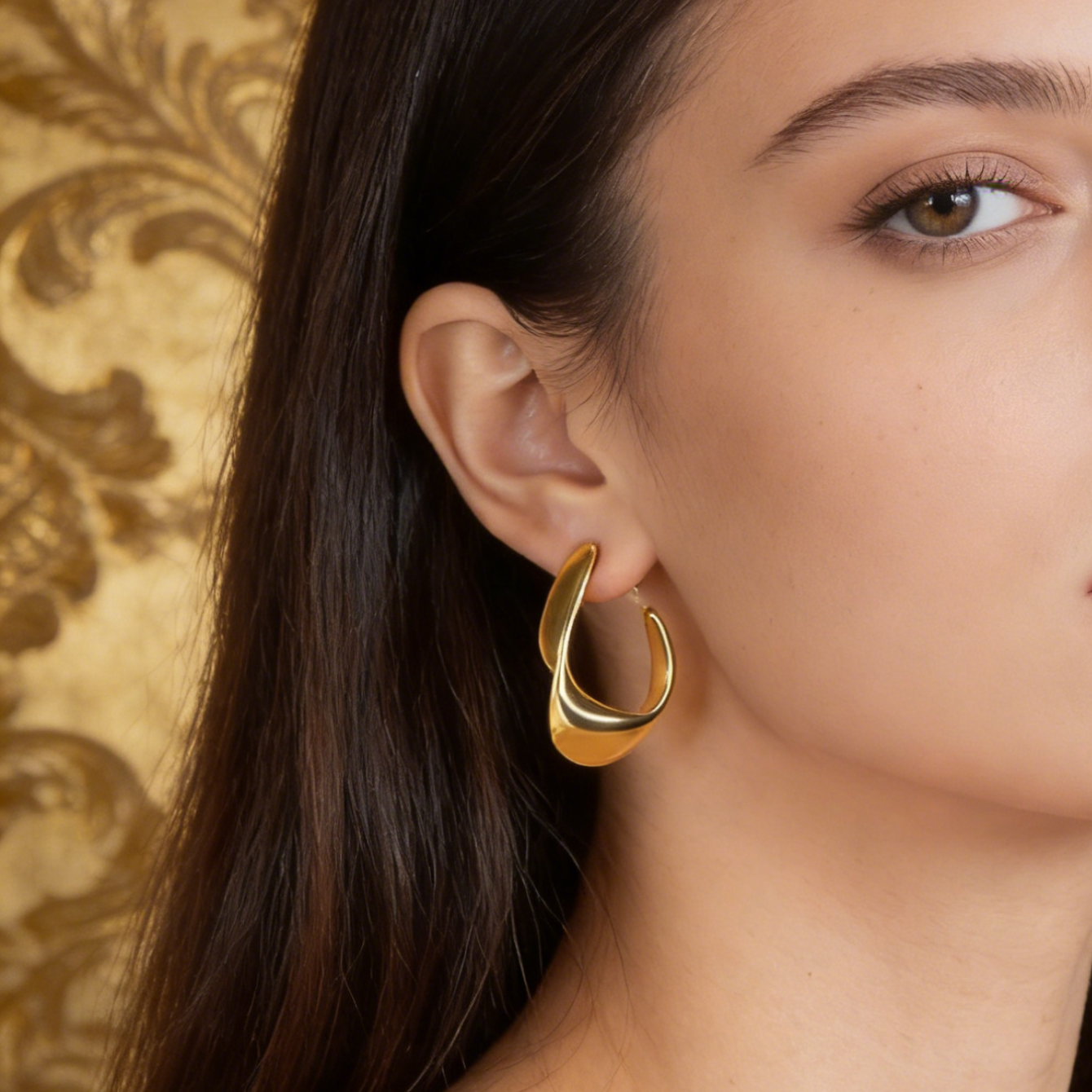 For Women Irregular Three-dimensional Earrings Made Of 304 Stainless Steel With 18K Real Gold Plated