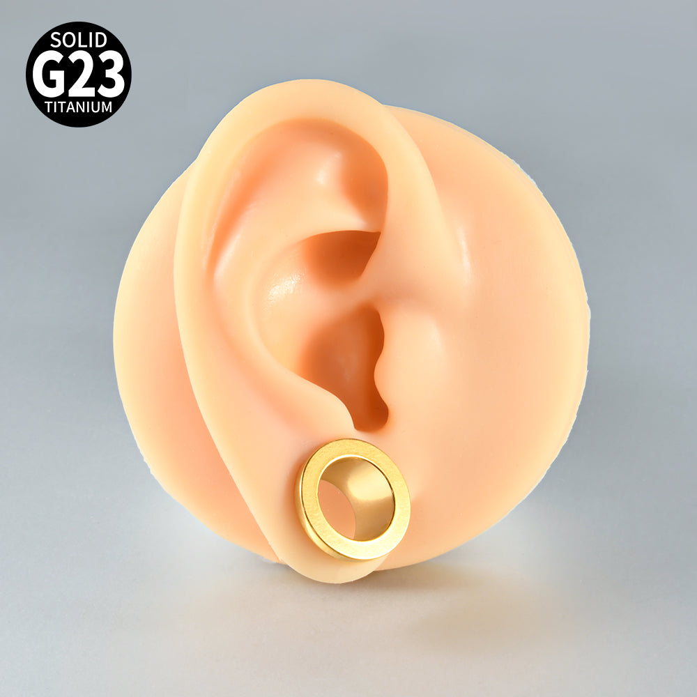 Three-dimensional Round Pure Titanium Ear Expander For Women, 18K Gold Plated, 1 Piece