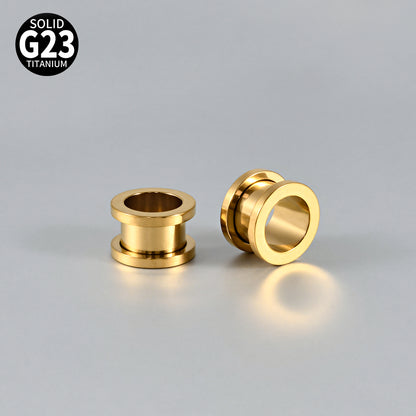 Three-dimensional Round Pure Titanium Ear Expander For Women, 18K Gold Plated, 1 Piece