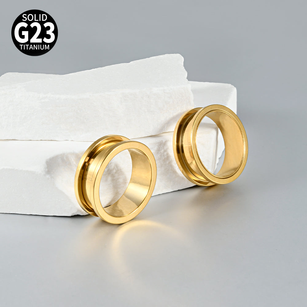 Three-dimensional Round Pure Titanium Ear Expander For Women, 18K Gold Plated, 1 Piece