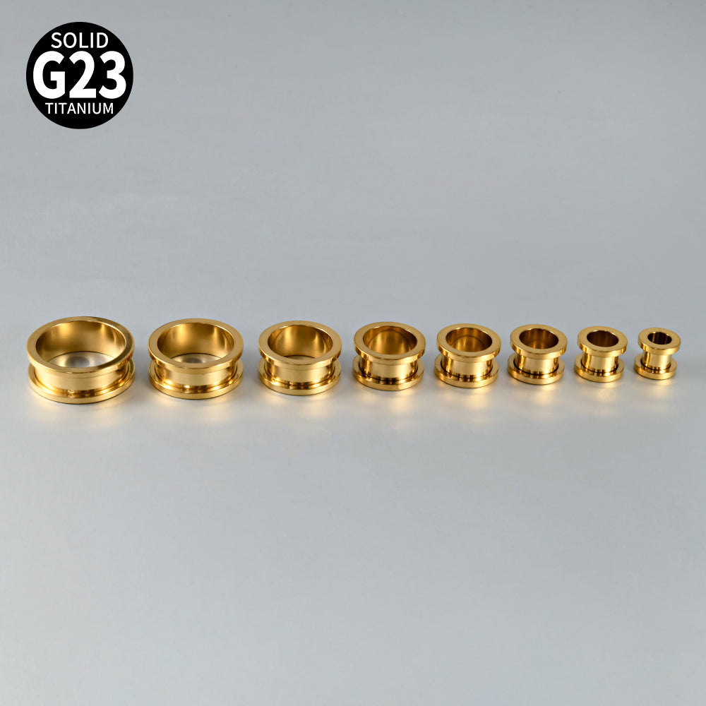 Three-dimensional Round Pure Titanium Ear Expander For Women, 18K Gold Plated, 1 Piece