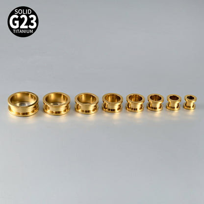 Three-dimensional Round Pure Titanium Ear Expander For Women, 18K Gold Plated, 1 Piece