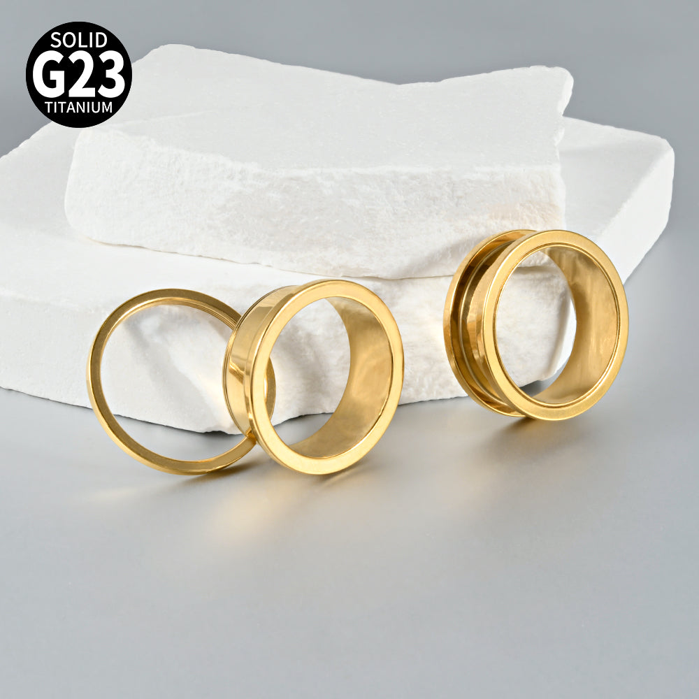 Three-dimensional Round Pure Titanium Ear Expander For Women, 18K Gold Plated, 1 Piece
