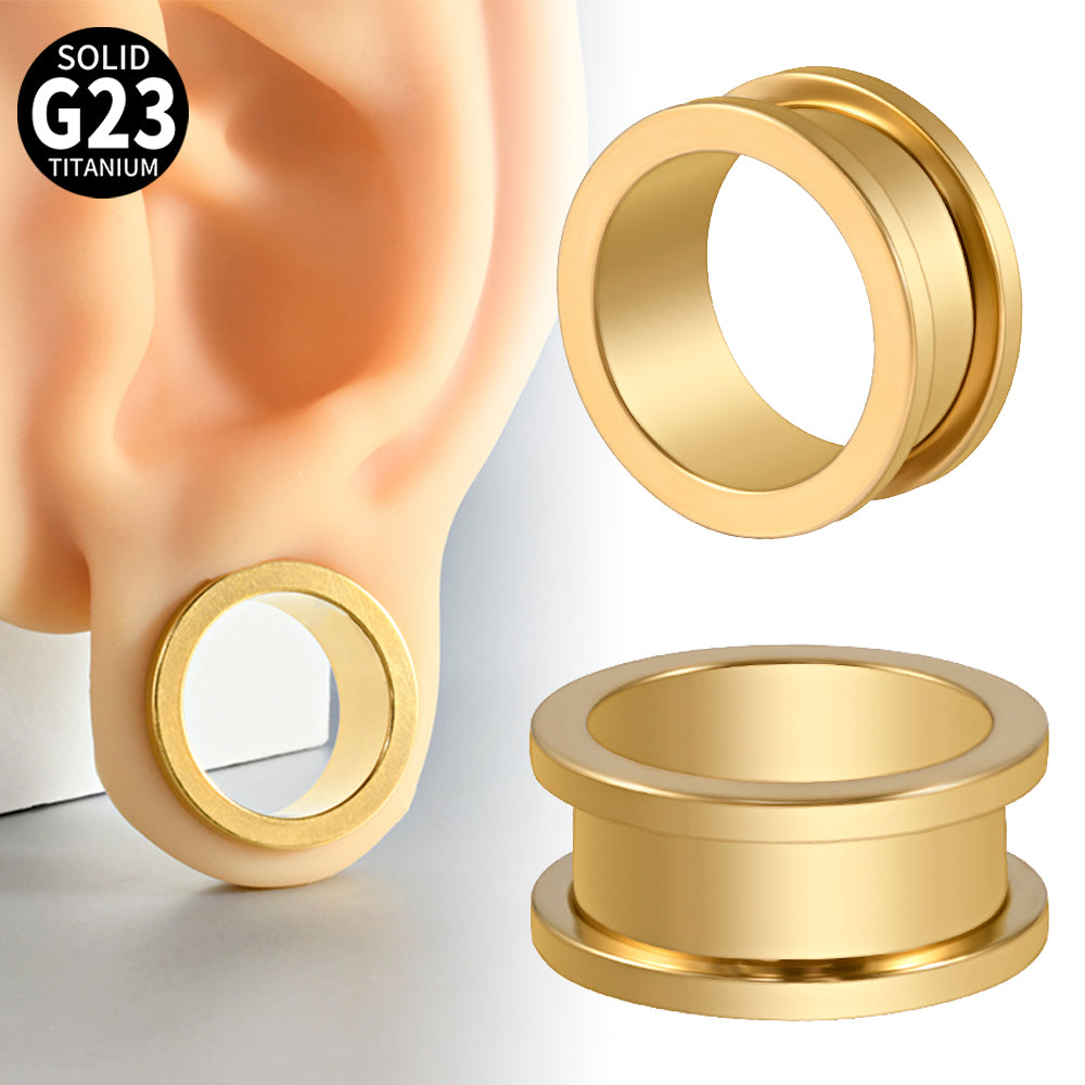 Three-dimensional Round Pure Titanium Ear Expander For Women, 18K Gold Plated, 1 Piece