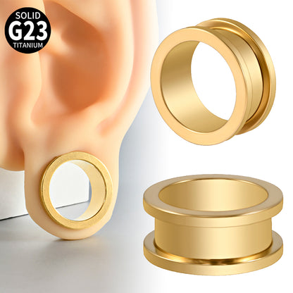 Three-dimensional Round Pure Titanium Ear Expander For Women, 18K Gold Plated, 1 Piece